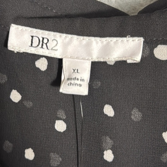 NWT women’s blouse size xl Black and White Polka Dot Women's Top sheer sleeves - Picture 3 of 12